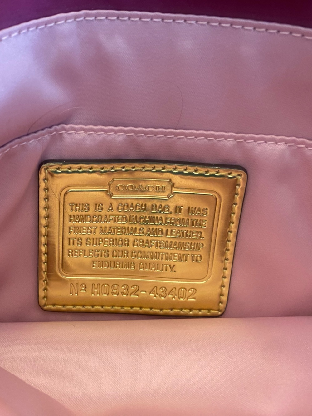 Coach Satin Magenta Wristlet Clutch | Gold Logo | Zip Pouch - Picture 8 of 13